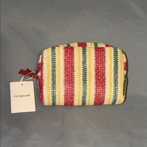 Primark Red, Green, Yellow Striped Cosmetic Bag